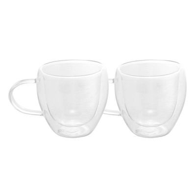 Conjunto De Xícaras Para Chá 250ml Vidro Duplo 2 Peças Modern Lyor