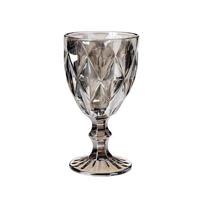 Conjunto De Taças De Vidro Para água 6 Peças 325 Ml Diamonds Cinza Metalizado Lyor