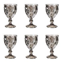 Conjunto De Taças De Vidro Para água 6 Peças 325 Ml Diamonds Cinza Metalizado Lyor