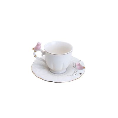 Conjunto 06 Xícaras De Café De Porcelana Birds Round Plate 100 Ml Wolff