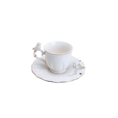 Conjunto 06 Xícaras De Café De Porcelana Birds Round Plate 100 Ml Wolff