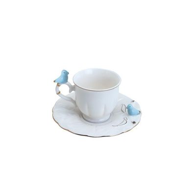 Conjunto 06 Xícaras De Café De Porcelana Birds Round Plate 100 Ml Wolff