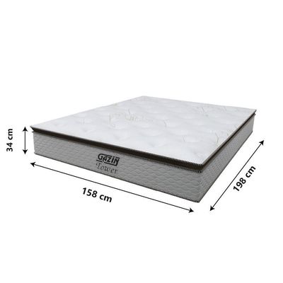Cama Box Baú Queen Colchão Molas Pocket Ensacadas Tower 158x198x75cm Branco / Marrom Gazin