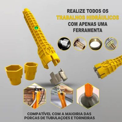 Chave Hidráulica Amarela 5 Peças Multiuso Torneira Porcas