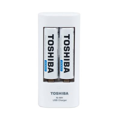 Carregador P/ 2 Pilhas Toshiba AA/AAA USB C/ 2 Pilhas Recarregáveis - AC2515