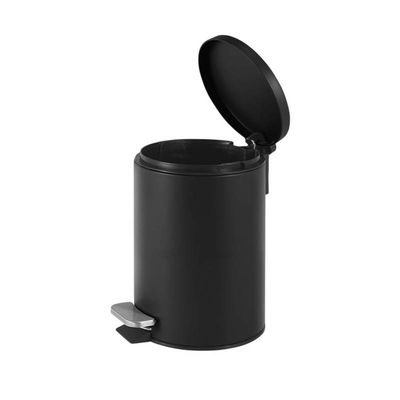 Lixeira Redonda Preto Matte 03 Litros com Pedal Multiuso Aço