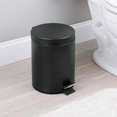 Lixeira Redonda Preto Matte 03 Litros com Pedal Multiuso Aço