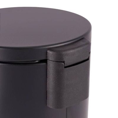 Lixeira Redonda Preto Matte 03 Litros com Pedal Multiuso Aço