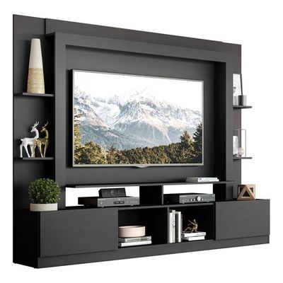 Estante Tv 65" E 2 Portas Oslo Multimóveis V3395 Preta Preto