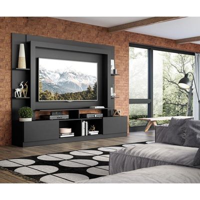 Estante Tv 65" E 2 Portas Oslo Multimóveis V3395 Preta Preto