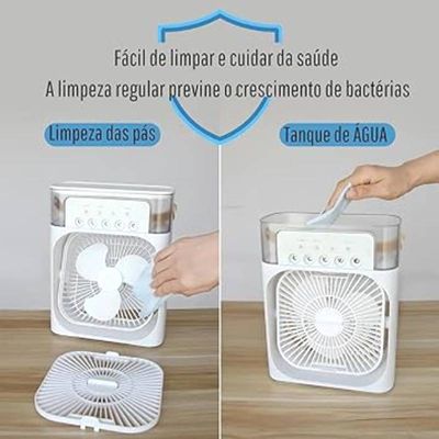 Climatizador Preto 10w Ventilador LED USB 3 Velocidade 500ml
