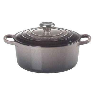 KIT LE CREUSET 2 PANELAS REDONDAS 20 E 24CM GRELHA QUADRADA 26CM EM FERRO ESMALTADO CINZA FLINT