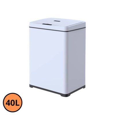 Lixeira Automática Inox Branco Retangular 40 Litros c/Sensor