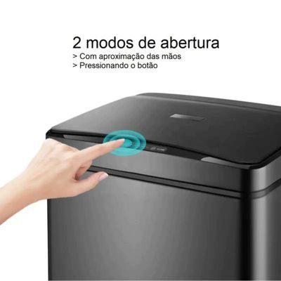 Lixeira Automática Inox Branco Retangular 40 Litros c/Sensor