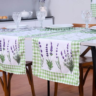 Caminho de Mesa Tropical Estampado 2 Peças 1,25m x 43cm Microfibra - Lavanda