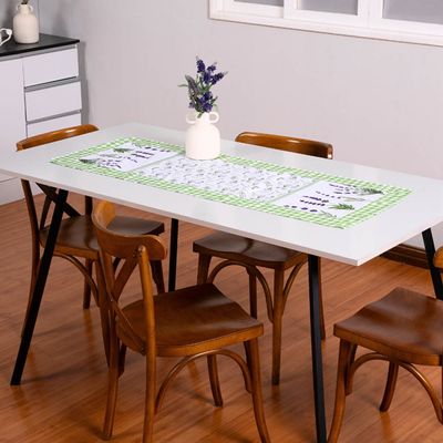 Caminho de Mesa Tropical Estampado 2 Peças 1,25m x 43cm Microfibra - Lavanda