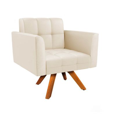 Poltrona Sala Decorativa Kit 2 Elisa Giratória Castanho MM30 Sintético PU Bege D03 - D'Rossi