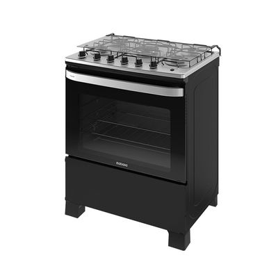 Fogão Itachef 5bocas Com Mesa de Inox e Tripla Chama Itatiaia Preto / Bivolt