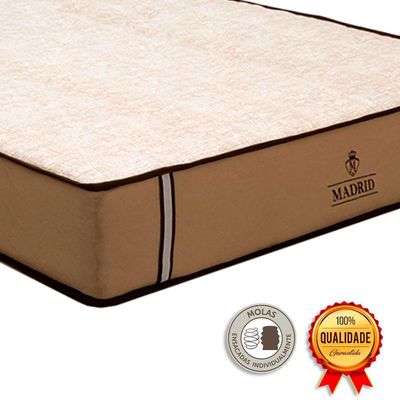 Cama Box Queen E Colchão Madrid Molas V-store 158x198x28 Branco