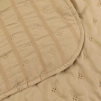 Kit Colcha Cobre Leito Scarpa Plissê Queen Seersucker 3 Peças Maciez E Leveza Textura  Bege Mel
