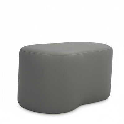 Puff Feijão Orgânico Curvo Redondo Confortável Sala Moderno Suede Cinza