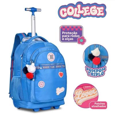 Kit Mochila De Carrinho Estojo Lancheira Azul Rb24001 Clio