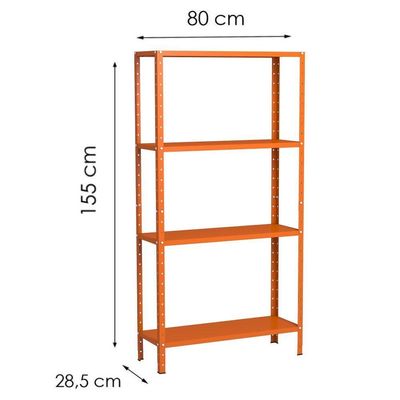 Estante Aço Multiuso 04 Prateleiras Eaf006009 Laranja