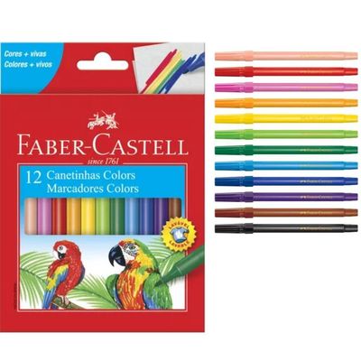 Kit 10 Canetinhas Hidrográficas Faber-castell Com 12 Cores Volta As Aulas