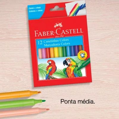 Kit 10 Canetinhas Hidrográficas Faber-castell Com 12 Cores Volta As Aulas