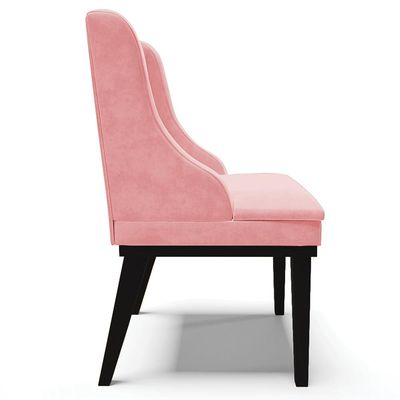 Poltrona Decorativa Base Fixa de Madeira Firenze Suede Rosa Bebê/Preto - Gran Belo