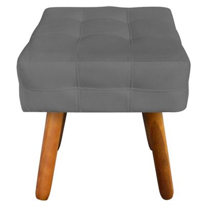 Puff Decorativo Pés Palito Karen Suede Grafite - Gran Belo