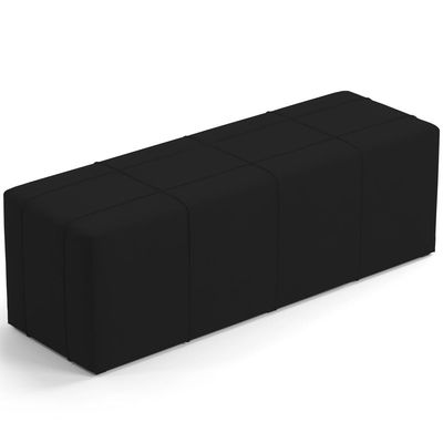 Kit Cabeceira Cama Box Queen 160cm com Calçadeira Roma W01 Suede Preto - Lyam