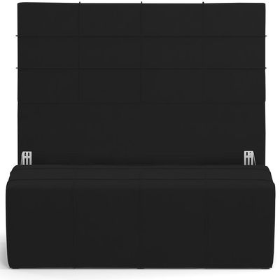Kit Cabeceira Cama Box Queen 160cm com Calçadeira Roma W01 Suede Preto - Lyam
