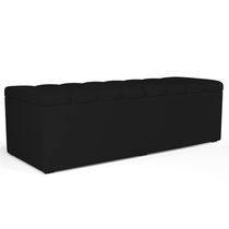 Calçadeira Recamier Baú Para Cama De Casal King Dália 195x50 cm W01 Suede Preto - Lyam