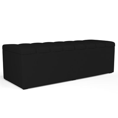 Calçadeira Recamier Baú Para Cama De Casal King Dália 195x50 cm W01 Suede Preto - Lyam