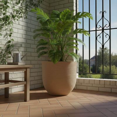 Vaso Decorativo Granito Areia 45cm Laos Tramontina Plástico Folhagens Flores Plantas