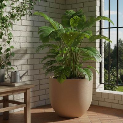 Vaso Decorativo Granito Areia 45cm Laos Tramontina Plástico Folhagens Flores Plantas
