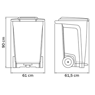 Lixeira Plástica Coleta Seletiva Amarela Rodinha Tramontina 100L Reciclagem de Metal