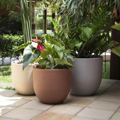 Vaso para Planta Tramontina Laos Plástico Granito Areia 33cm Arranjos Flores Folhagens