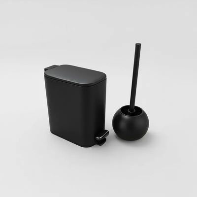 Kit Lixeira Escova Sanitaria Banheiro Lavabo Inox Black Moderna Premium