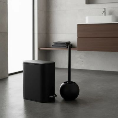 Kit Lixeira Escova Sanitaria Banheiro Lavabo Inox Black Moderna Premium