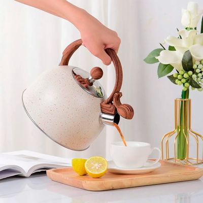 Chaleira Inox Com Apito Mármol 2 Litros Mimo Style Bule De Chá Para Ferver Água Jarra Portátil Com Alça