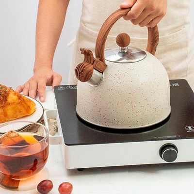 Chaleira Inox Com Apito Mármol 2 Litros Mimo Style Bule De Chá Para Ferver Água Jarra Portátil Com Alça