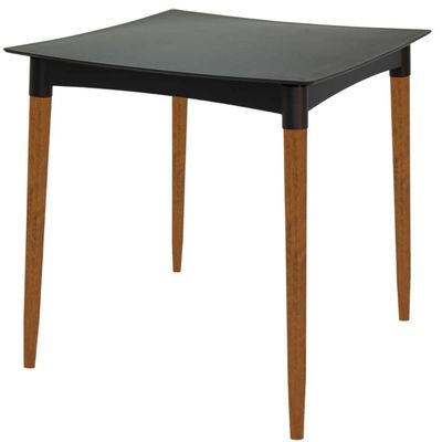 Mesa Plástica Tramontina Diana Preta Pernas de Madeira 70cm Quadrada Áreas Internas e Externas