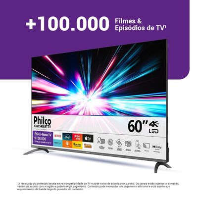 Smart TV 60" Philco 4K Roku Borda Infinita P60CRA Bivolt