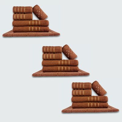 Jogo de Toalhas 18 pçs Coleção Montreal 100% Algodão Marrom