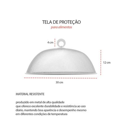 Tela Protetora Alimentos Cinza Protetor Bolo Prato Mesa 24cm