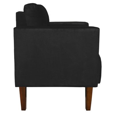 Poltrona Sala Decorativa Livia Pé Madeira Castanho Suede Preto M11 - D'Rossi