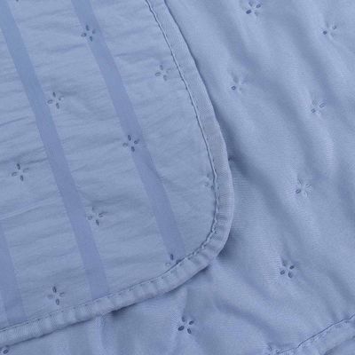 Kit Colcha Cobre Leito Plissê Casal Seersucker Premium 3 Peças Maciez e Leveza com Textura 3D Azul Mineral