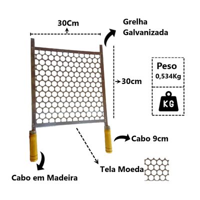 Grelha Galvanizada Tela Moeda Para Churrasqueira 30x30cm